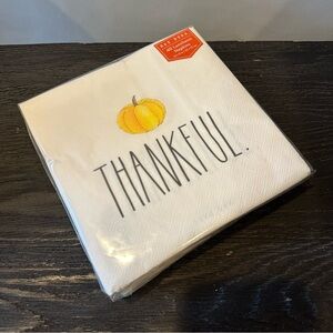 Rae Dunn Thankful White and Yellow Napkins